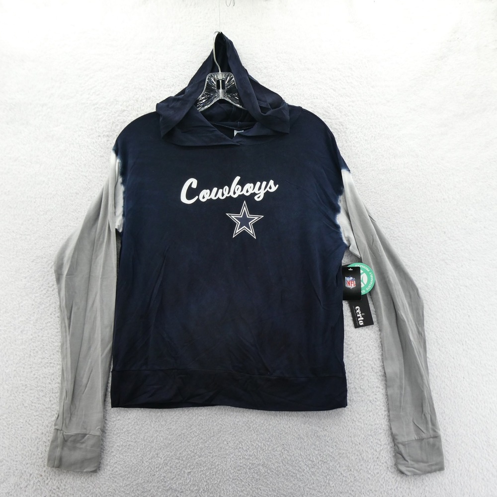 Certo Hoodie Women Medium‎ Dallas Cowboys Navy Blue Grey Tie Dye Tencel Jersey